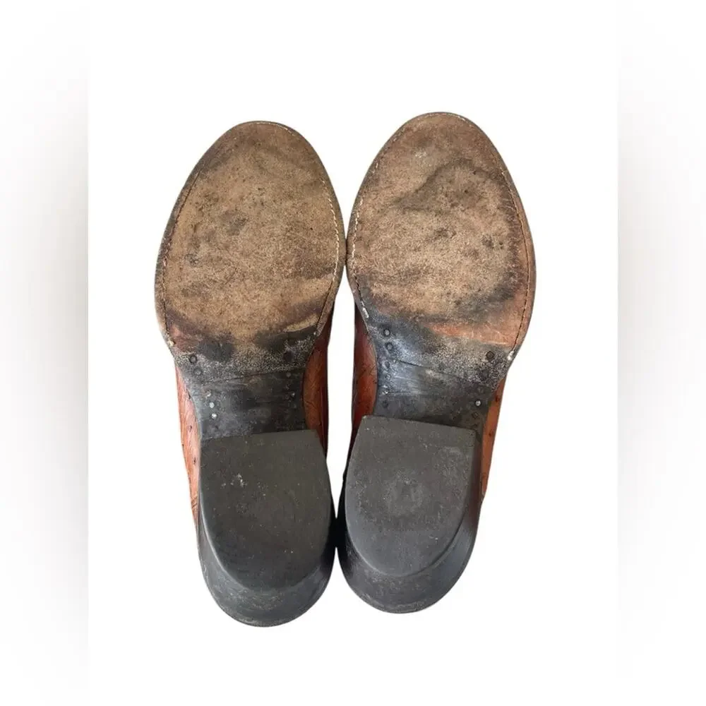 Panhandle Slim Cream Western Ostrich Boots Size:7D